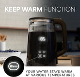 ComfortCraze: Electric Tea Kettle, 1.7 Liters 1500W, Temperature Control, Keep Warm, Digital Display, Automatic Shut Off, Hot Water Boiler Heater Pot, Glass Boiling Teapot, Kitchen Boil Kettles, Black